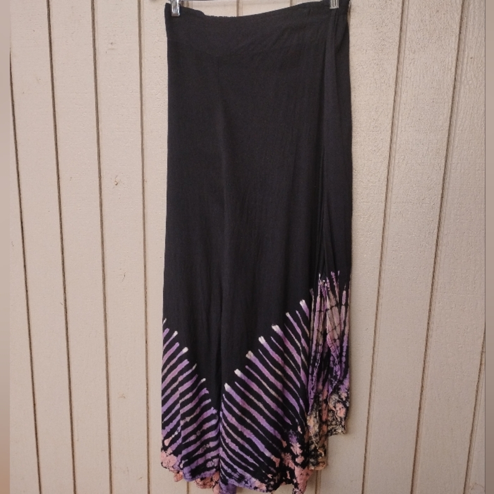 ☯️Black Tie-dye Palazzo Pants w/Split Sides M - Picture 5 of 5